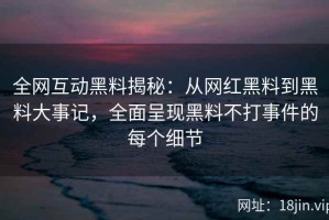 全网互动黑料揭秘：从网红黑料到黑料大事记，全面呈现黑料不打事件的每个细节
