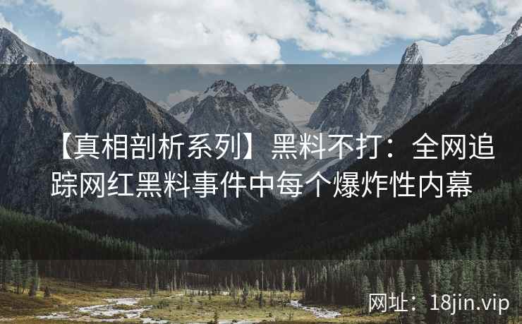 【真相剖析系列】黑料不打：全网追踪网红黑料事件中每个爆炸性内幕